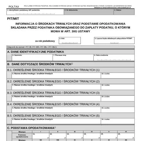 Document preview: Kto musi złożyć formularz PIT/MIT w Polsce? — Podatki i fiskalność (CERFA n°PIT/MIT)