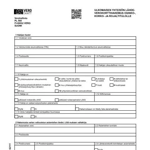 Document preview: Ulkomaisen yhteisön lähdeverokorttihakemus: Tietoa ja käytäntöjä — Hallinnolliset asiat (CERFA n°Vero 6211)