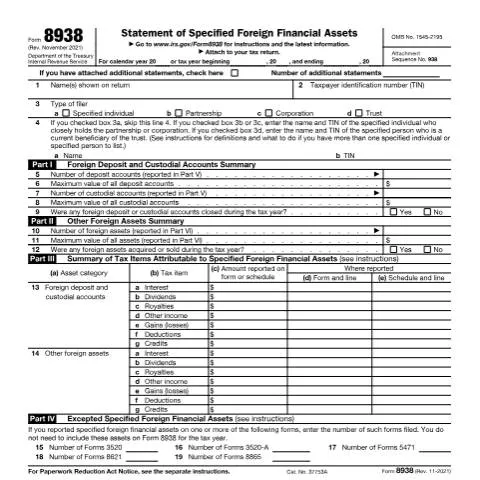 Document preview: A Comprehensive Guide to IRS Form 8938 Requirements — Taxes (CERFA n°8938)