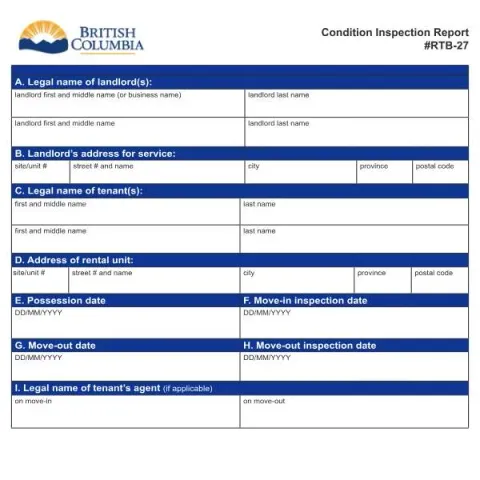 Document preview: Guide to the RTB-27 Condition Inspection Report for BC Rentals — Housing (RTB-27)