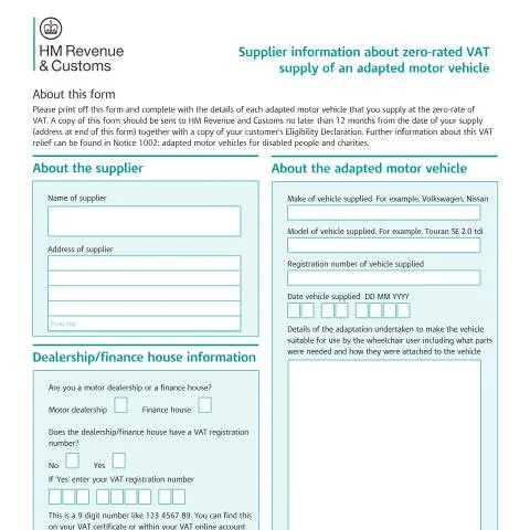 Document preview: Zero-Rated VAT Relief: VAT1617A Notification Requirements for Adapted — Taxes