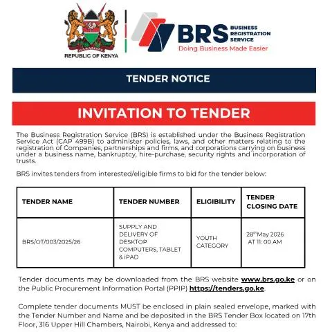 Document preview: Comprehensive Guide to Kenya's Tender Notice for Computers — Government & admin (CERFA n°Tender-Notice-Computers)