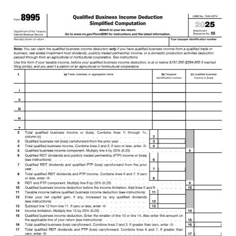 Document preview: Maximize Your Tax Deductions with IRS Form 8995 — Taxes (CERFA n°8995)