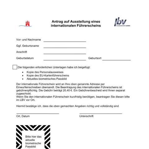 Dokumentvorschau: Antrag auf Ausstellung eines internationalen Führerscheins in Hamburg — Fahrzeug & Führerschein (lbv_intl_fs)