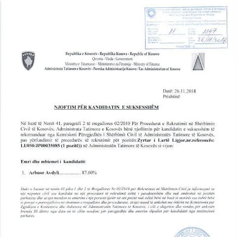 Document preview: Rëndësia e Njoftimit për Kandidatin e Suksesshëm — Punë & punësim