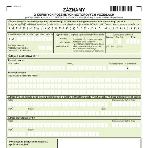 Document preview: Dôležitosť formulára ZAZMVv18 pre podnikateľov — Administratívne úkony (CERFA n°ZAZMVv18)