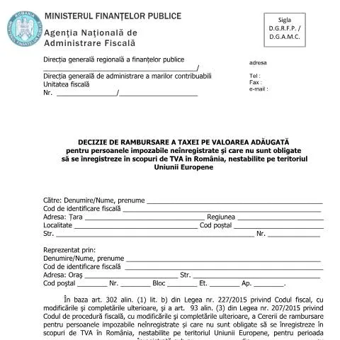 Document preview: Rambursarea TVA pentru persoanele impozabile neînregistrate — Impozite & fiscalitate (CERFA n°A4_OPANAF_3159_2017)