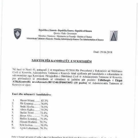 Document preview: Rëndësia e Njoftimit për Kandidatët e Suksesshëm — Punë & punësim