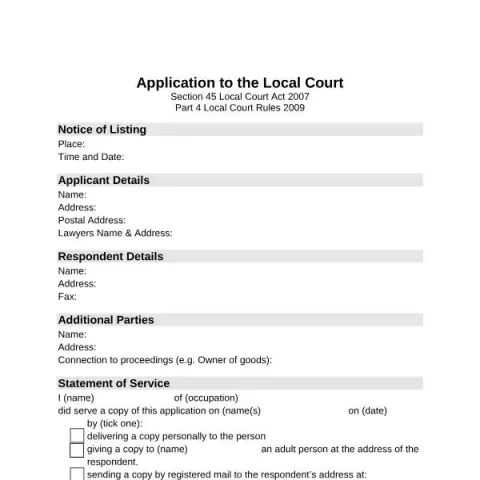 Document preview: Understanding the Application to the Local Court of NSW — Legal & justice