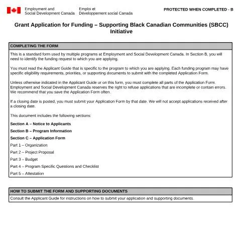 Document preview: Unlock Funding for Black Canadian Community Initiatives — Work & employment (CERFA n°EMP5672)