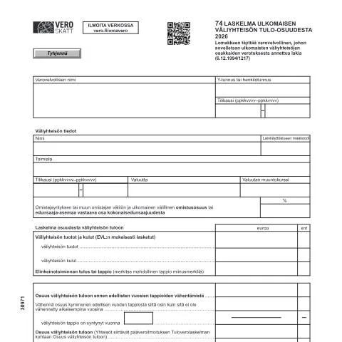 Document preview: Ulkomaisen väliyhteisön tulo-osuuden laskelma (3097) — Verot & verotus (CERFA n°Vero 3097)