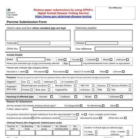 Document preview: How to Submit Pig Diagnostic Tests Using APHA Form APHA3_Pig — Government & admin