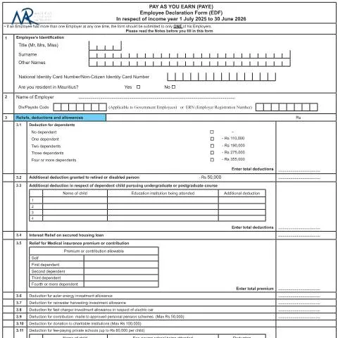 Document preview: Essential Guide to EDF 2025/26 for Employees — Government & admin (CERFA n°EDFForm)