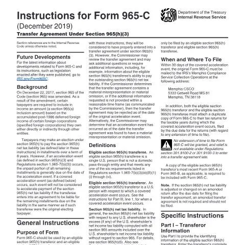Document preview: Navigate the IRS Instructions for Form 965-C Effectively — Taxes (CERFA n°INST-965C)