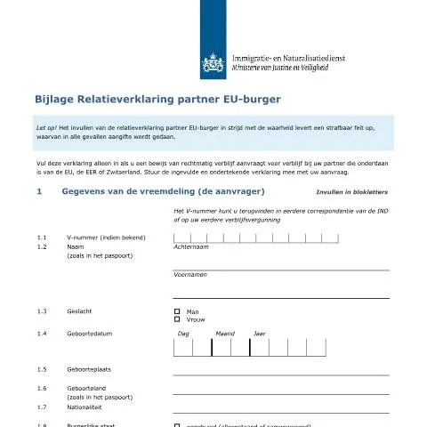 Documentvoorvertoning: Belang van de Bijlage Relatieverklaring voor EU-partners — Gezin (CERFA n°7160)