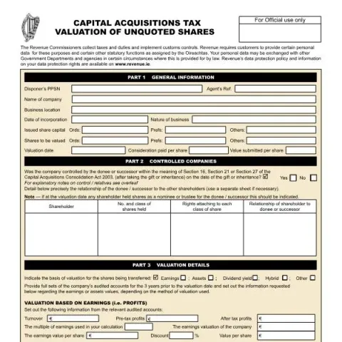 Document preview: How to Value Unquoted Shares for Capital Acquisitions Tax — Taxes (Q7)