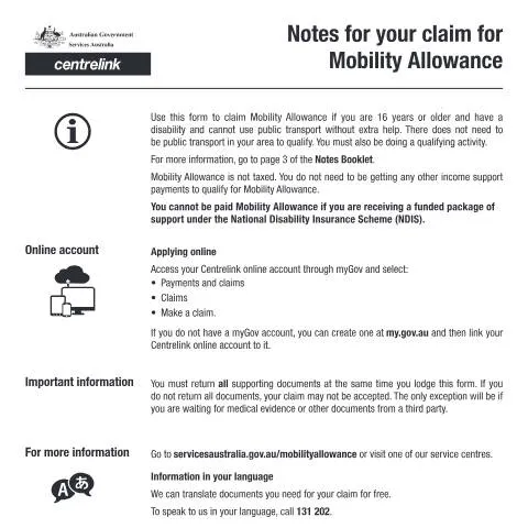 Document preview: Understanding the Mobility Allowance Claim Process — Health (CERFA n°MA001)