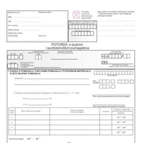 Document preview: Važnost Potvrde o slušnim i surdotehničkim pomagalima — Zdravlje (CERFA n°Potvrda_o_slusnim_i_surdotehnickim_pomag)