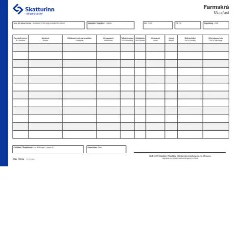 Document preview: Skref-fyrir-skref leiðarvísir um TO7 Manifest — Tollur & innflutningur