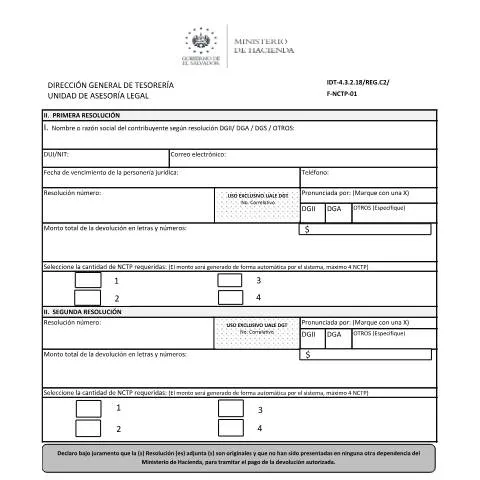 Vista previa del documento La Importancia del Formulario F-NCTP-01 en Devoluciones Fiscales — Impuestos (CERFA n°F-NCTP-01)