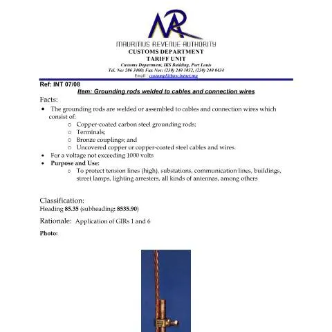 Document preview: Understanding the Grounding Rods Classification Document — Government & admin (CERFA n°GroundingRod)
