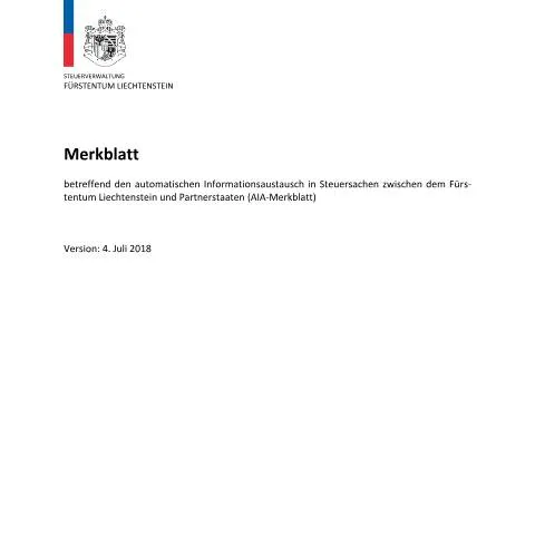 Dokumentvorschau: Die Rolle des AIA-Merkblatts im internationalen Finanzsektor — Behörden & Verwaltung (CERFA n°int_mb_aia_merkblatt)