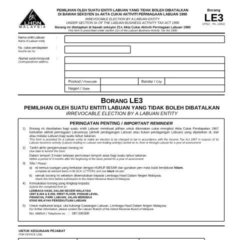 Document preview: Mengapa Borang LE3 Kritikal untuk Entiti Labuan? — Perniagaan & profesional