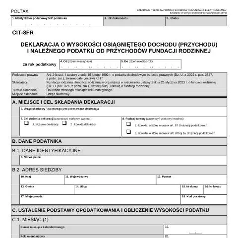 Document preview: Znaczenie deklaracji CIT-8FR dla fundacji rodzinnych w Polsce — Podatki i fiskalność (CERFA n°CIT-8FR)