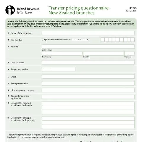Document preview: Understanding the IR1225 Transfer Pricing Worksheet for Branches — Government & admin (CERFA n°IR1225)