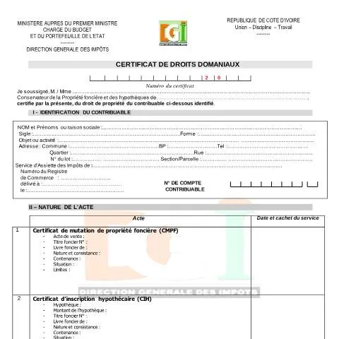 Aperçu du document Comprendre le Certificat de Droits Domaniaux en Côte d'Ivoire — Démarches administratives