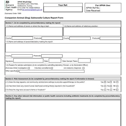 Document preview: Understanding Salmonella Reporting for Dogs — Government & admin