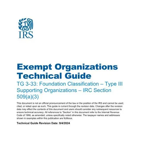 Document preview: Understanding Type III Supporting Organizations Under IRS Guidelines — Taxes (CERFA n°PUB-6017)