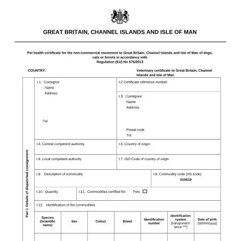 Document preview: How to Apply for Your Pet's Great Britain Health Certificate — Government & admin