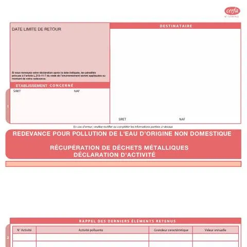 Aperçu du document Formulaire 13738*05 : obligations environnementales des recycleurs — Démarches administratives (CERFA n°13738*05)