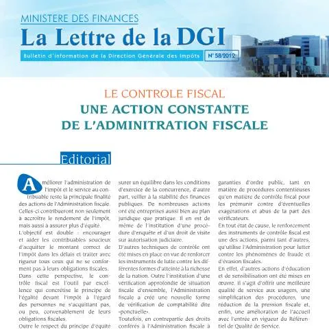 Aperçu du document Impact de la Lettre de la DGI LDGI 58 sur Votre Fiscalité — Démarches administratives (CERFA n°LDGI 58)