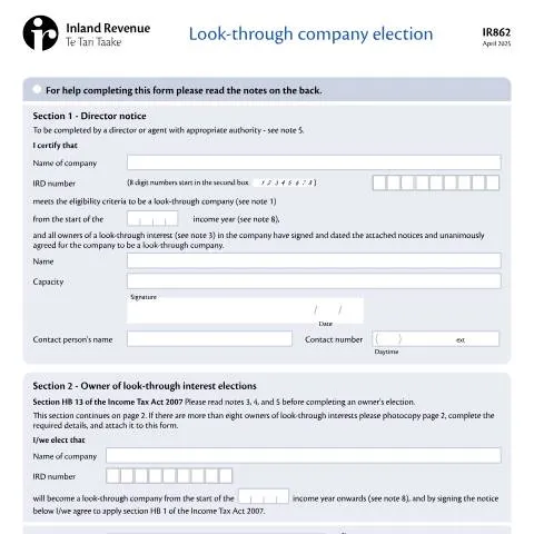 Document preview: Navigating the IR862 April 2025 for Look-Through Companies — Taxes (CERFA n°IR862)