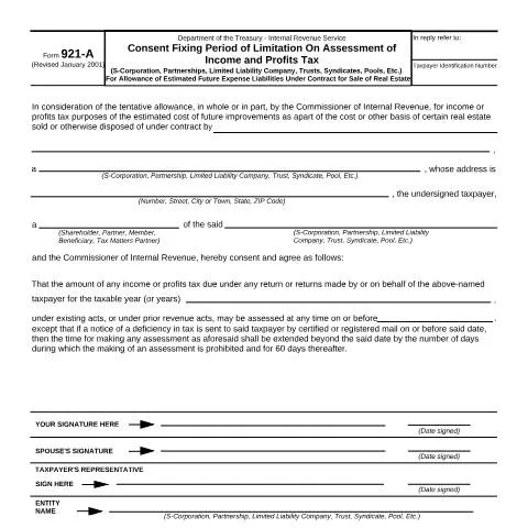 Document preview: A Comprehensive Guide to IRS Form 921-A — Taxes (CERFA n°921A)