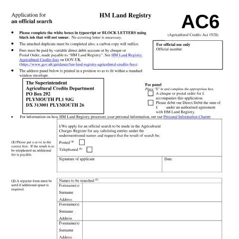 Document preview: Understanding the AC6 Application for Agricultural Charges — Government & admin