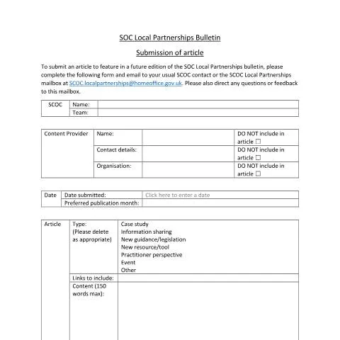 Document preview: Understanding the SOC Local Partnerships Bulletin Submission Form — Government & admin