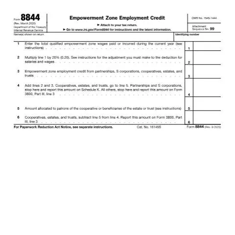 Document preview: Unlocking Benefits of IRS Form 8844 for Businesses — Taxes (CERFA n°8844)