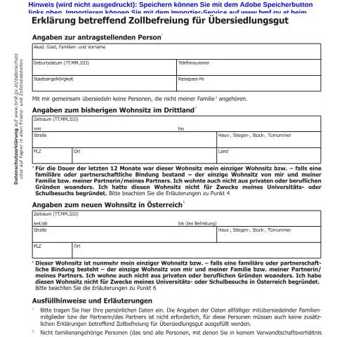 Dokumentvorschau: ZBefr2: Ihre Erklärung zur Zollbefreiung für Umzüge — Behörden & Verwaltung (CERFA n°ZBefr2)