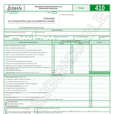 Vista previa del documento Todo sobre la Declaración Semanal F410-2013 en Colombia — Impuestos (CERFA n°F410-2013)
