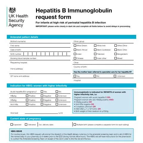 Document preview: Hepatitis B Immunoglobulin Protection for Newborns: UKHSA Process — Health