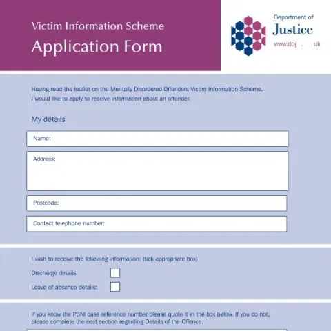 Document preview: Victim Information Scheme Application Form Overview — Legal & justice