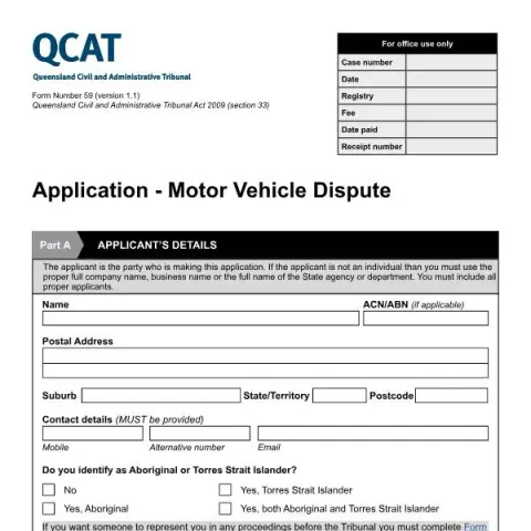 Document preview: How to File a Motor Vehicle Dispute Application in Queensland — Legal & justice (59)