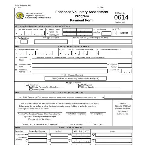 Document preview: Understanding BIR Form No. 0614 for Tax Obligations — Government & admin (CERFA n°0614)