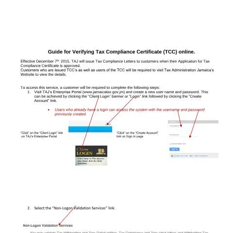 Document preview: Guide to Validating Tax Compliance Letters in Jamaica — Government & admin (CERFA n°Guide+for+Validating+Tax+Compliance+Letters)
