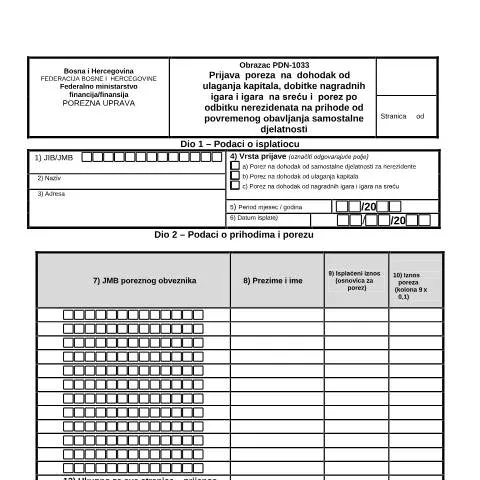 Document preview: Razumijevanje obrasca PDN_1033 za porez na dohodak — Porezi i fiskalnost (CERFA n°PDN_1033)