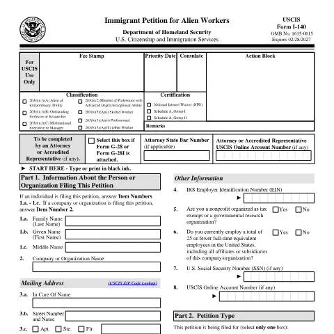 Document preview: Understanding USCIS Form I-140 for Immigrant Workers — Immigration & visas (CERFA n°I-140)