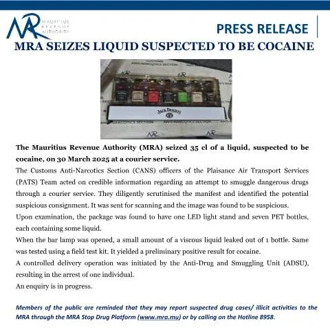 Document preview: MRA's Ongoing Battle Against Drug Trafficking — Government & admin (CERFA n°PressRelease040425)